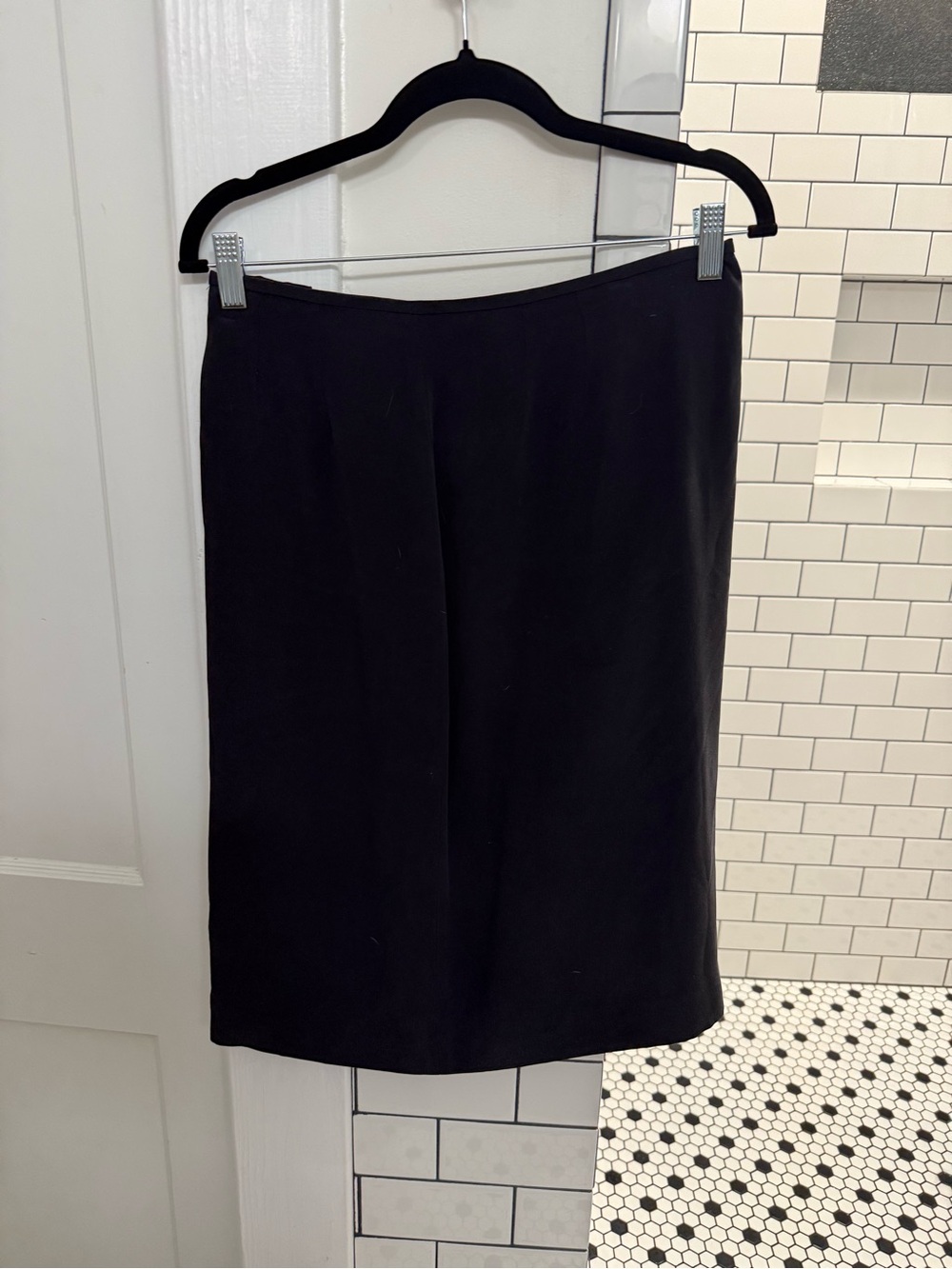 Preston & York Silk Black Pencil Skirt